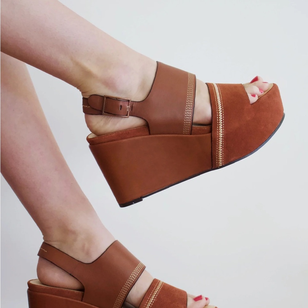Stylish Brown Wedge Sandals